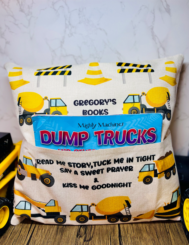 Construction Trucks Pocket Pillow Case