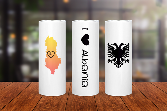 I Love Albania Map with your choice of City name and Albanian Eagle