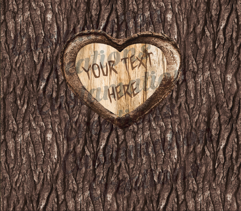 Custom Text Carved Heart Tree 20oz. Tumbler Available in Multiple Bark Color Options