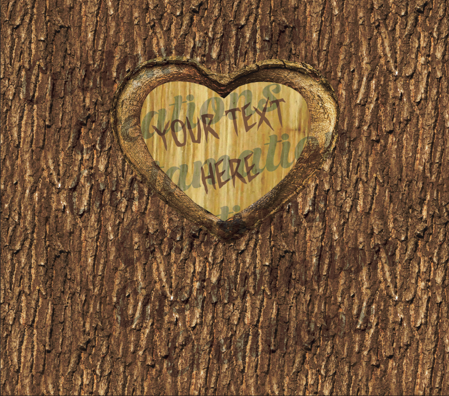 Custom Text Carved Heart Tree 20oz. Tumbler Available in Multiple Bark Color Options