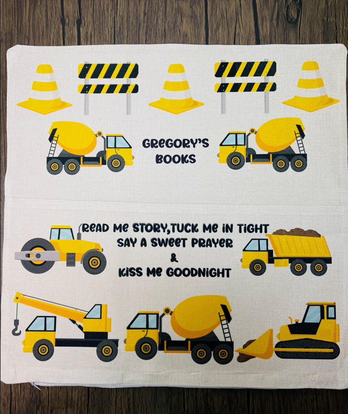 Construction Trucks Pocket Pillow Case