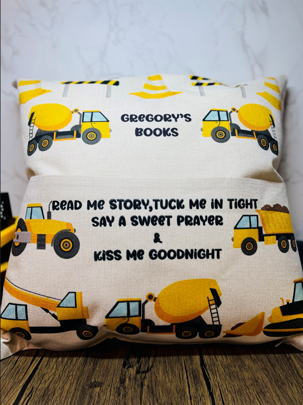 Construction Trucks Pocket Pillow Case