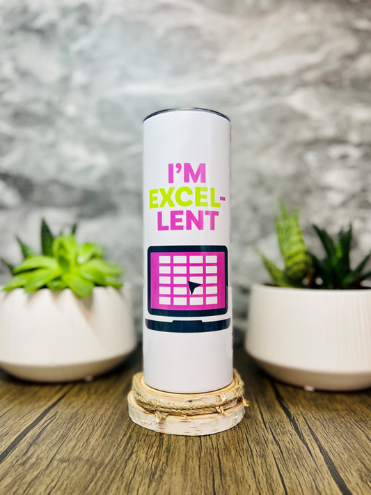 I'm EXCEL-lent Keyboard Shortcuts 20oz. Stainless steel Tumbler in PINK, BLUE or GREEN