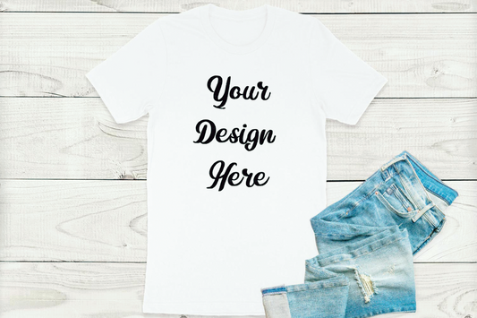 Your Design Custom T-shirt available in Sm-XXL. Men's Crew neck or Women's V-neck